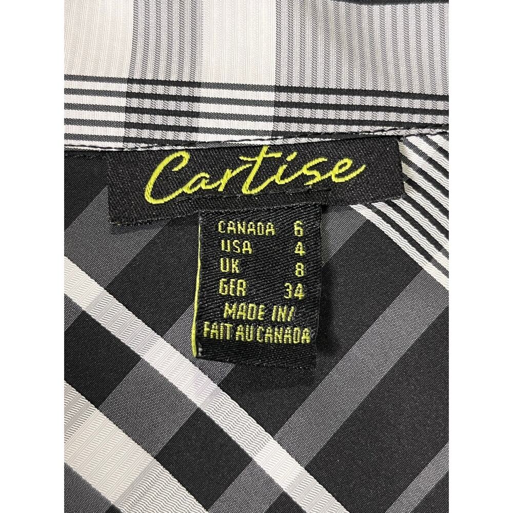 Cartise Plaid Draped Shawl Collar Peplum Blazer Jacket Black White Fitted Size 4 - Picture 5 of 7